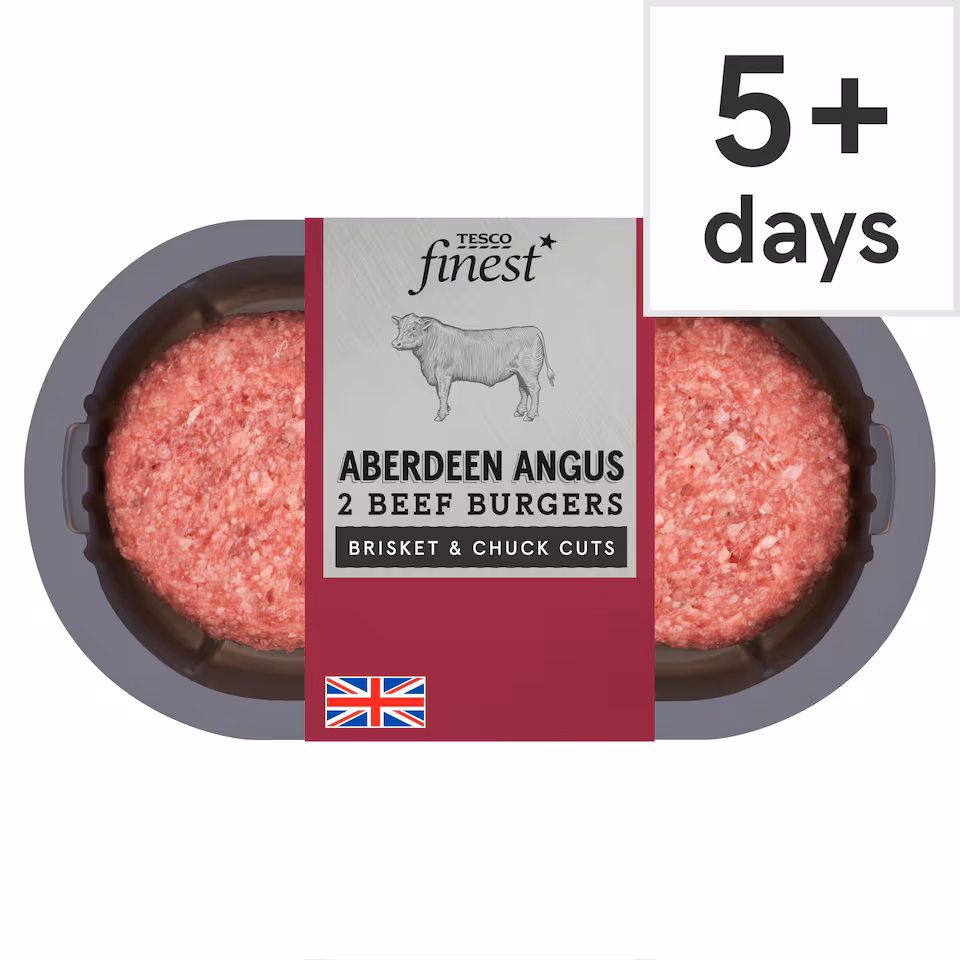Tesco Finest Aberdeen Angus 2 Beef Burgers 340g