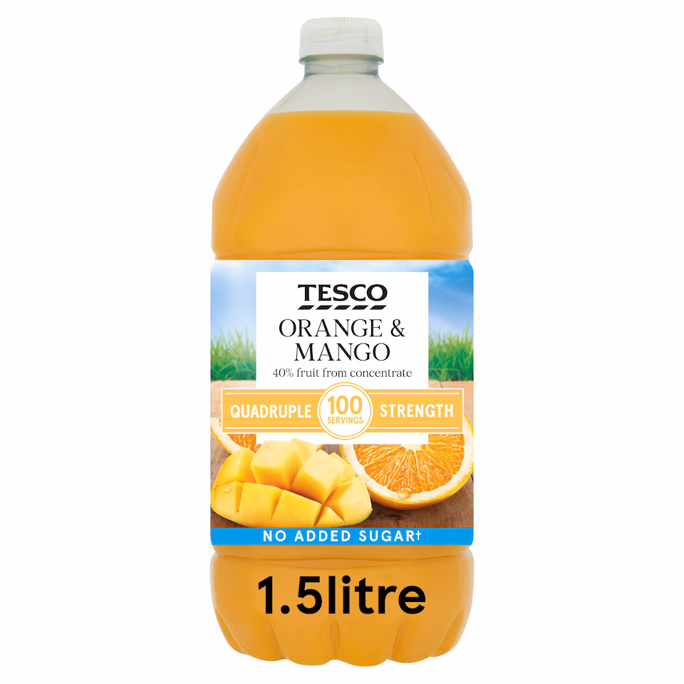 Tesco Quadruple Strength Orange & Mango Squash 1.5L