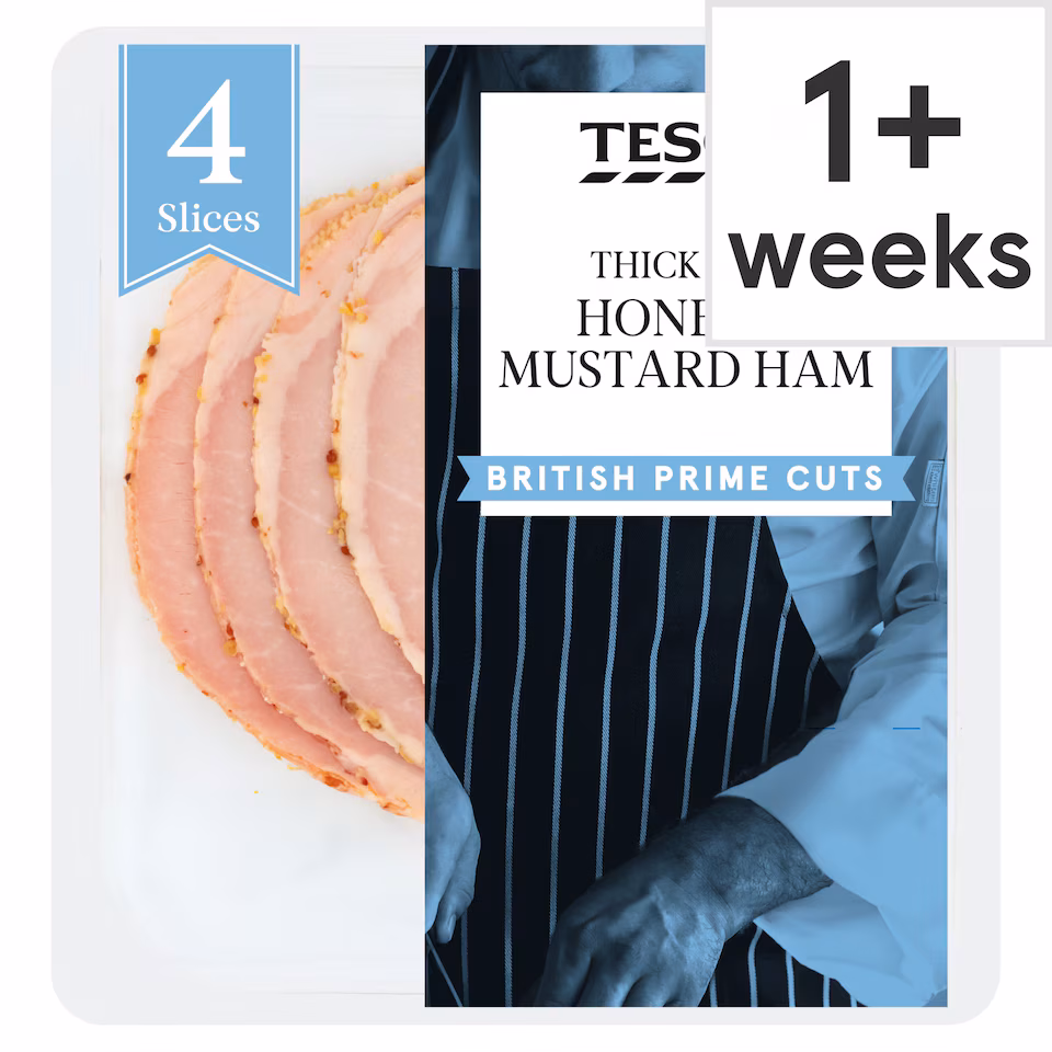 Tesco British Thick Cut Honey & Mustard Ham Slices 120g
