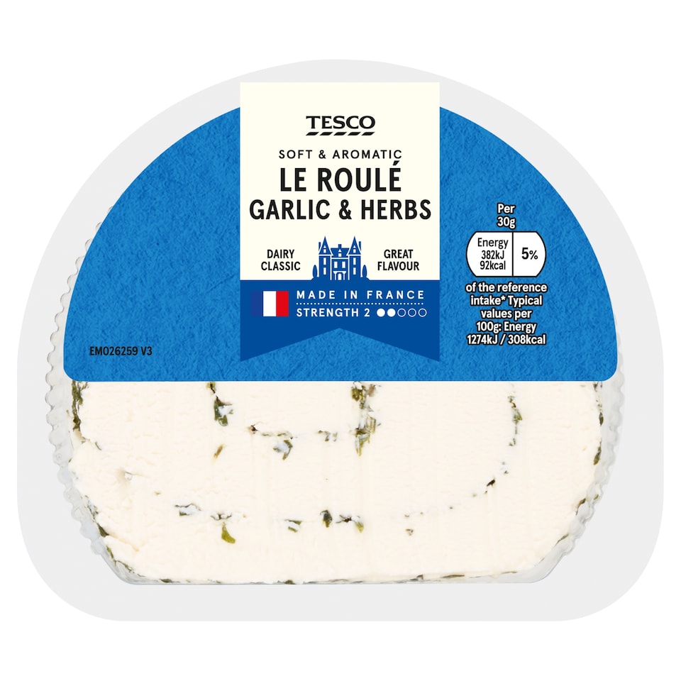TESCO FRENCH LE ROULE GARLIC AND HERBS SOFT CHEESE 125 g
