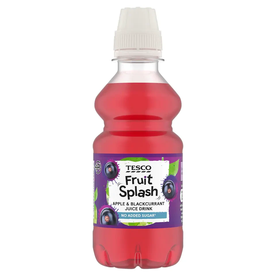 Tesco Fruit Splash No Added Sugar Apple & Blackcurrant Juice Drink 250Ml
