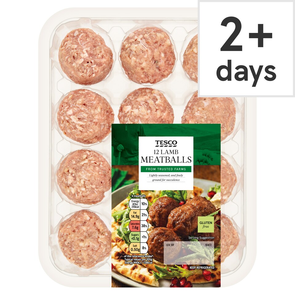 Tesco 12 Lamb Meatballs 336g