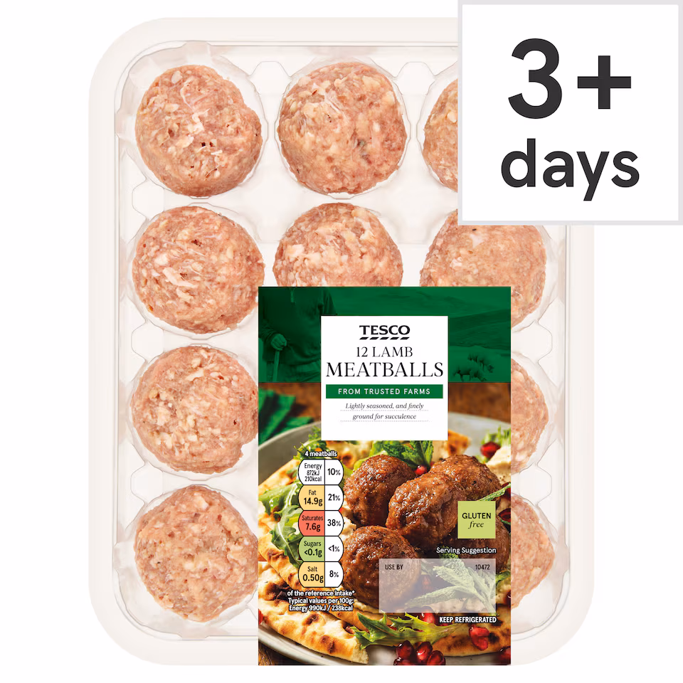 Tesco 12 Lamb Meatballs 336g