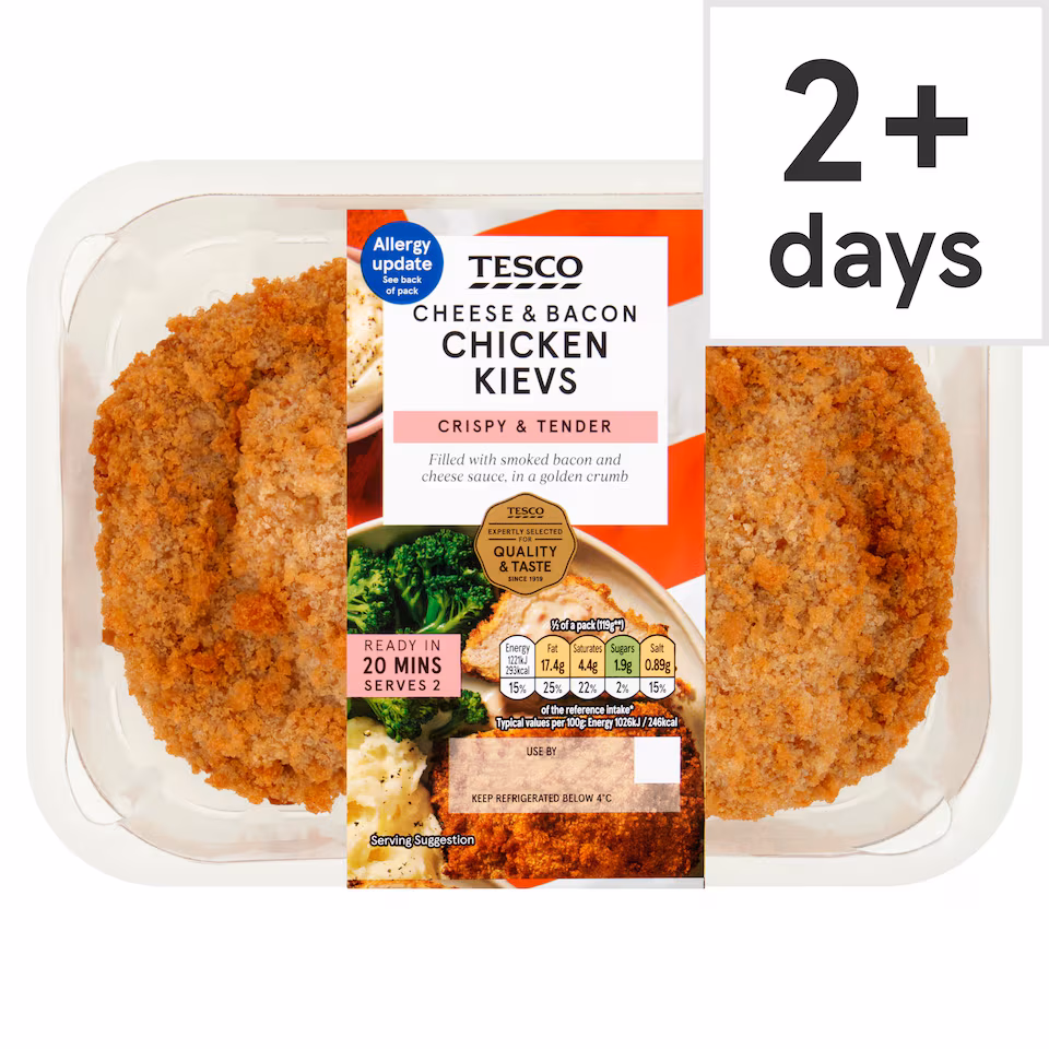 Tesco 2 Cheese and Bacon Chicken Kievs 260g