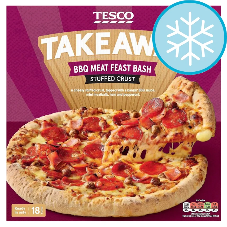 Tesco Takeaway BBQ Meat Feast Cheese Stuffed Crust Pizza 475g