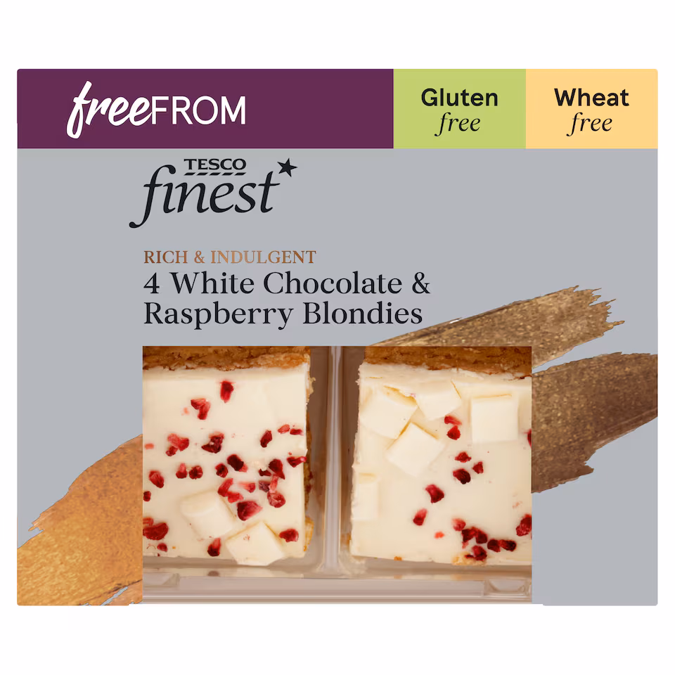 Tesco Finest Free From White Chocolate & Raspberry Blondies 4 Pack