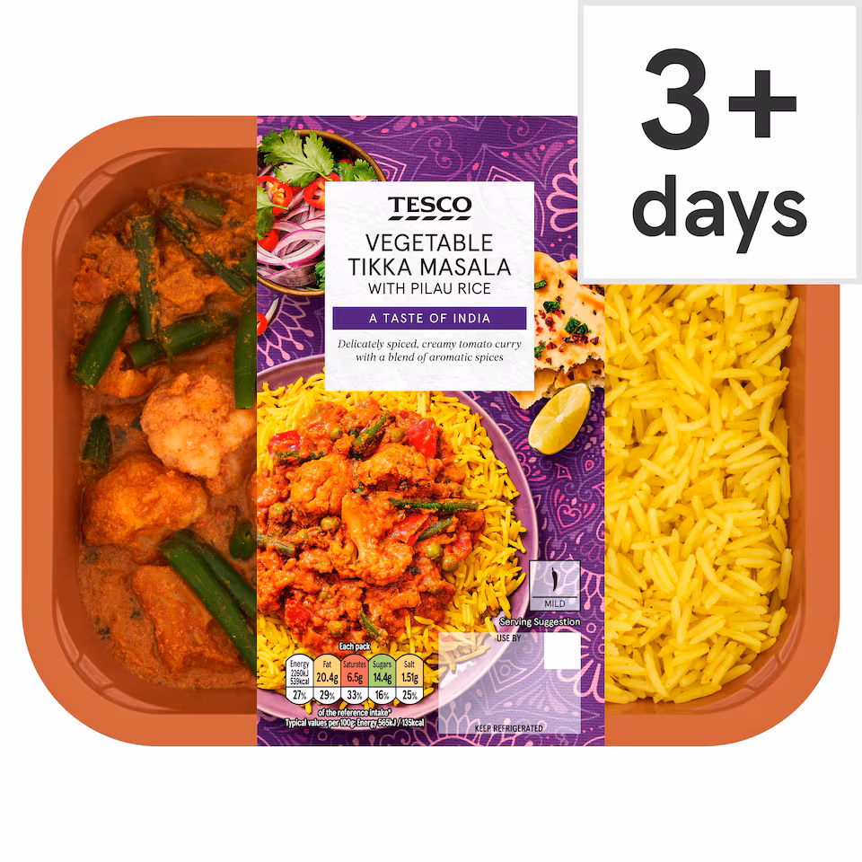Tesco Vegetable Tikka Masala With Pilau Rice 400g