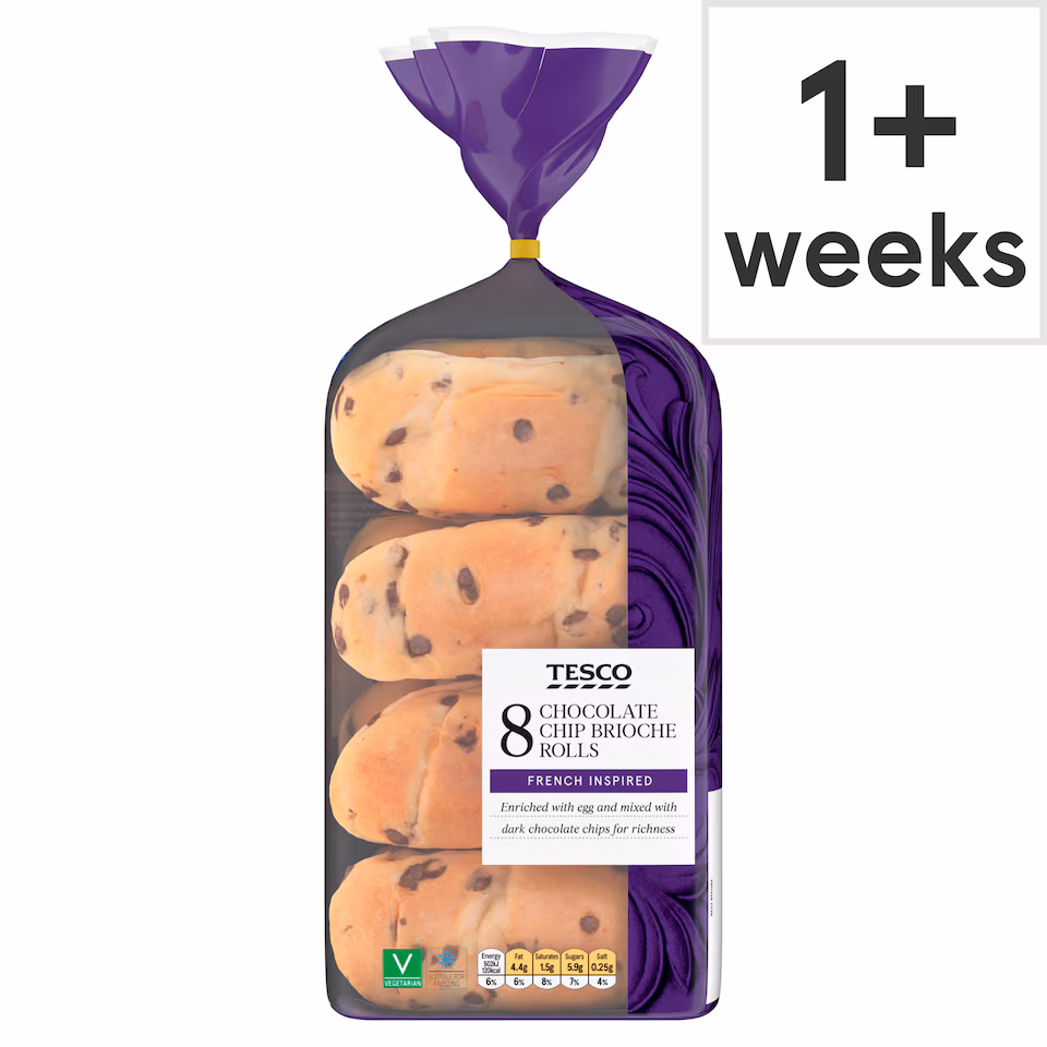 Tesco Chocolate Chip Brioche Rolls 8 Pack