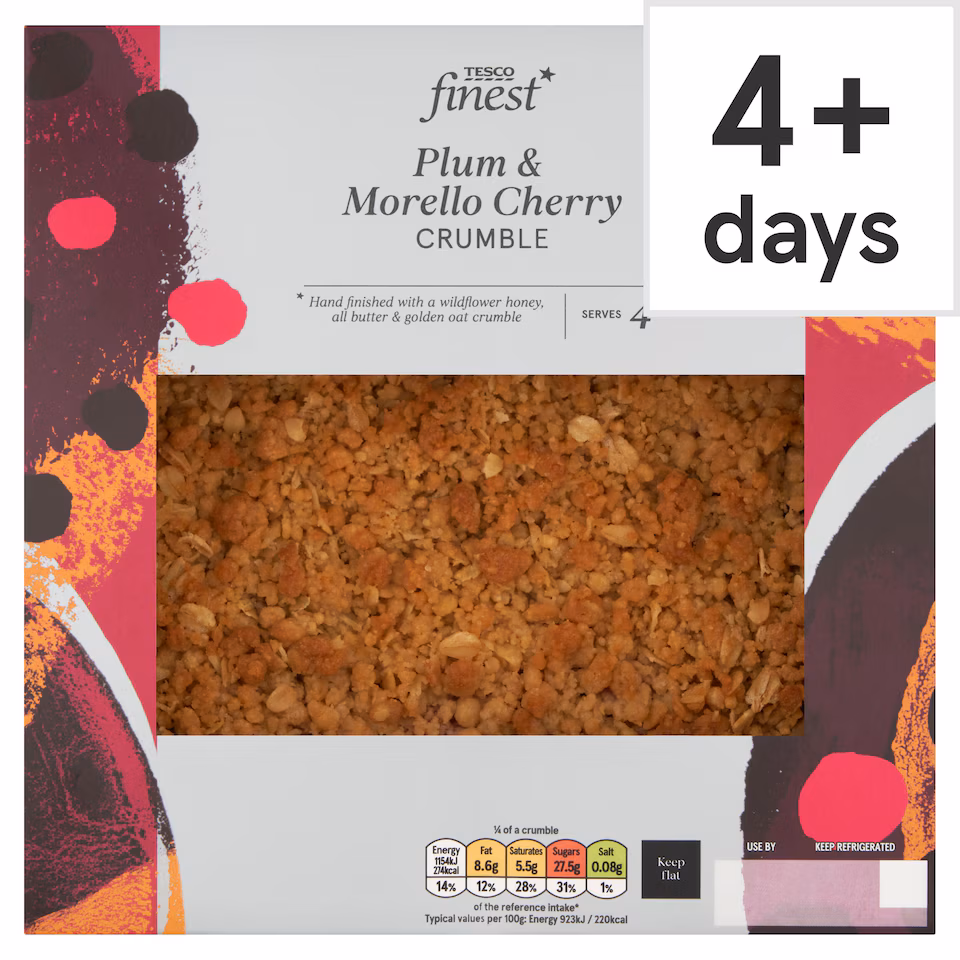Tesco Finest Plum & Morello Cherry Crumble