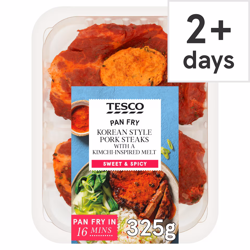 Tesco Pan Fry Korean Style Pork Steaks with a Kimchi Inspired Melt 325G