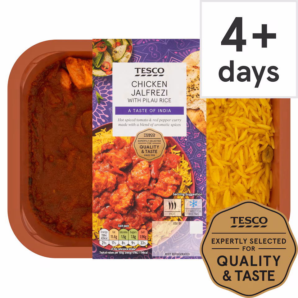 Tesco Chicken Jalfrezi & Pilau Rice 400G