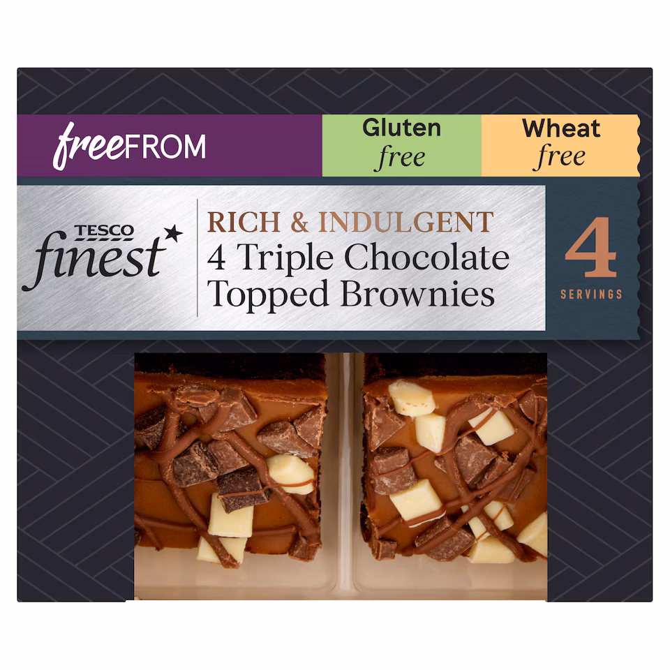 Tesco Finest Free From Triple Chocolate Topped Brownies 4 Pack