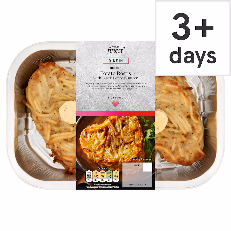 Tesco Finest Golden Potato Rostis With Black Pepper Butter Melts 300g