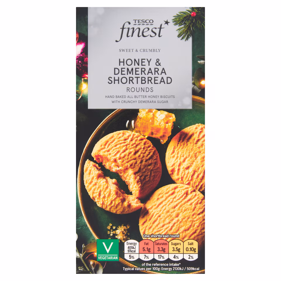 Tesco Finest All Butter Honey and Demerara Shortbread Rounds 150g