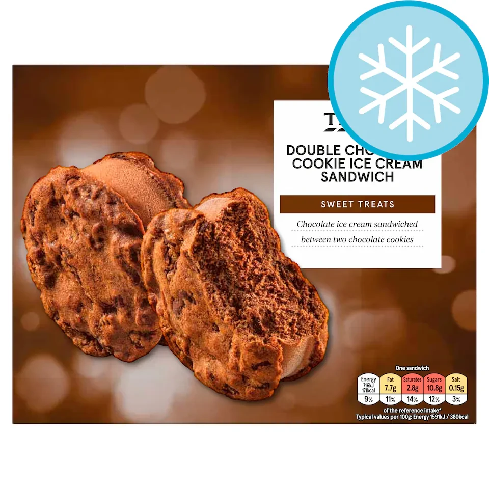 Tesco Double Chocolate Cookie Ice Cream Sandwiches 4 x 45g