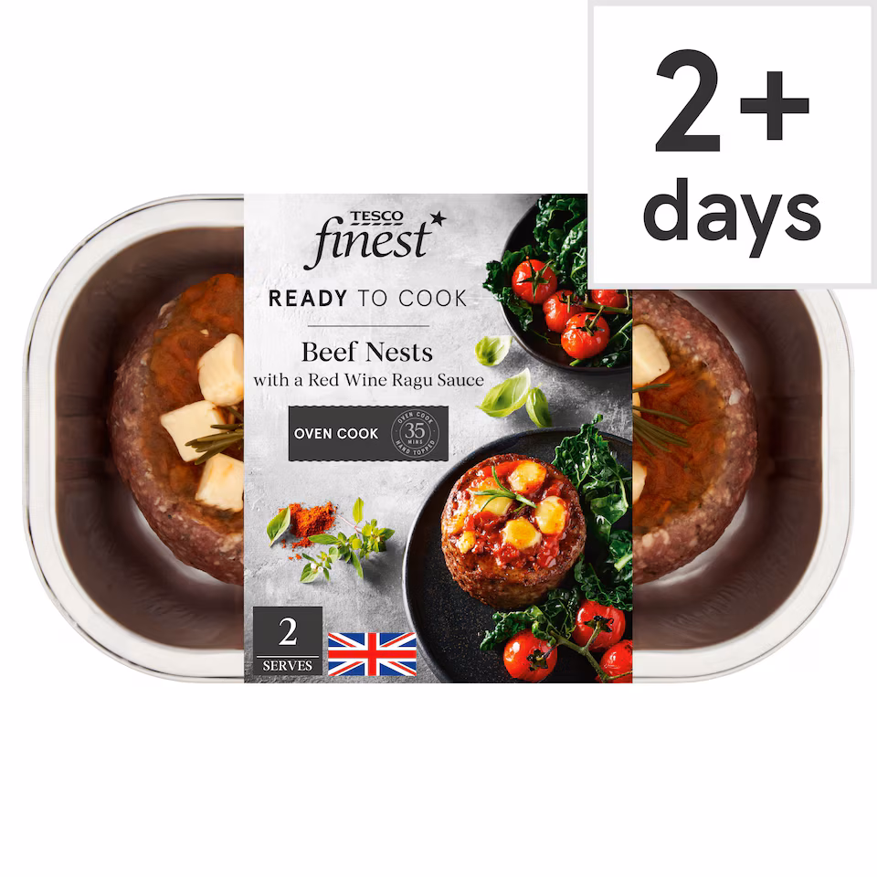 Tesco Finest Ready to Cook Beef Nests with a Red Wine Ragu Sauce 398g