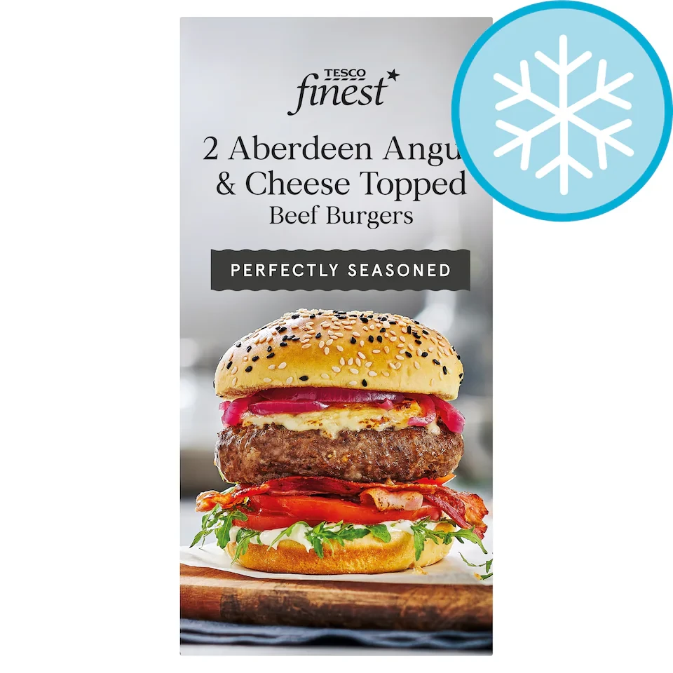 Tesco Finest Aberdeen Angus & Cheese Topped Beef Burgers 324g