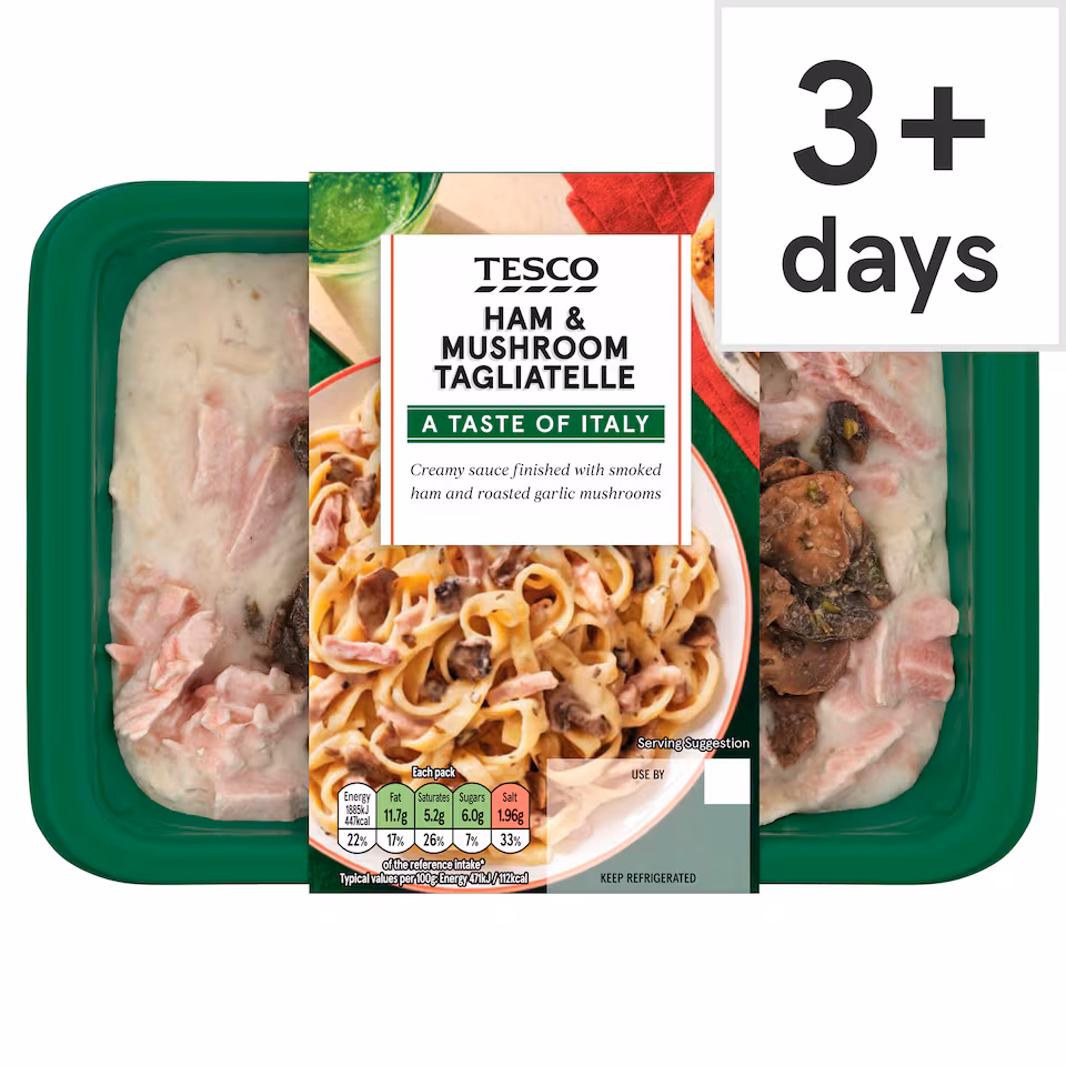 Tesco Ham & Mushroom Tagliatelle 400G