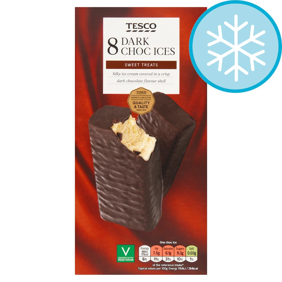 Tesco Dark Choc Ices 8x70ml