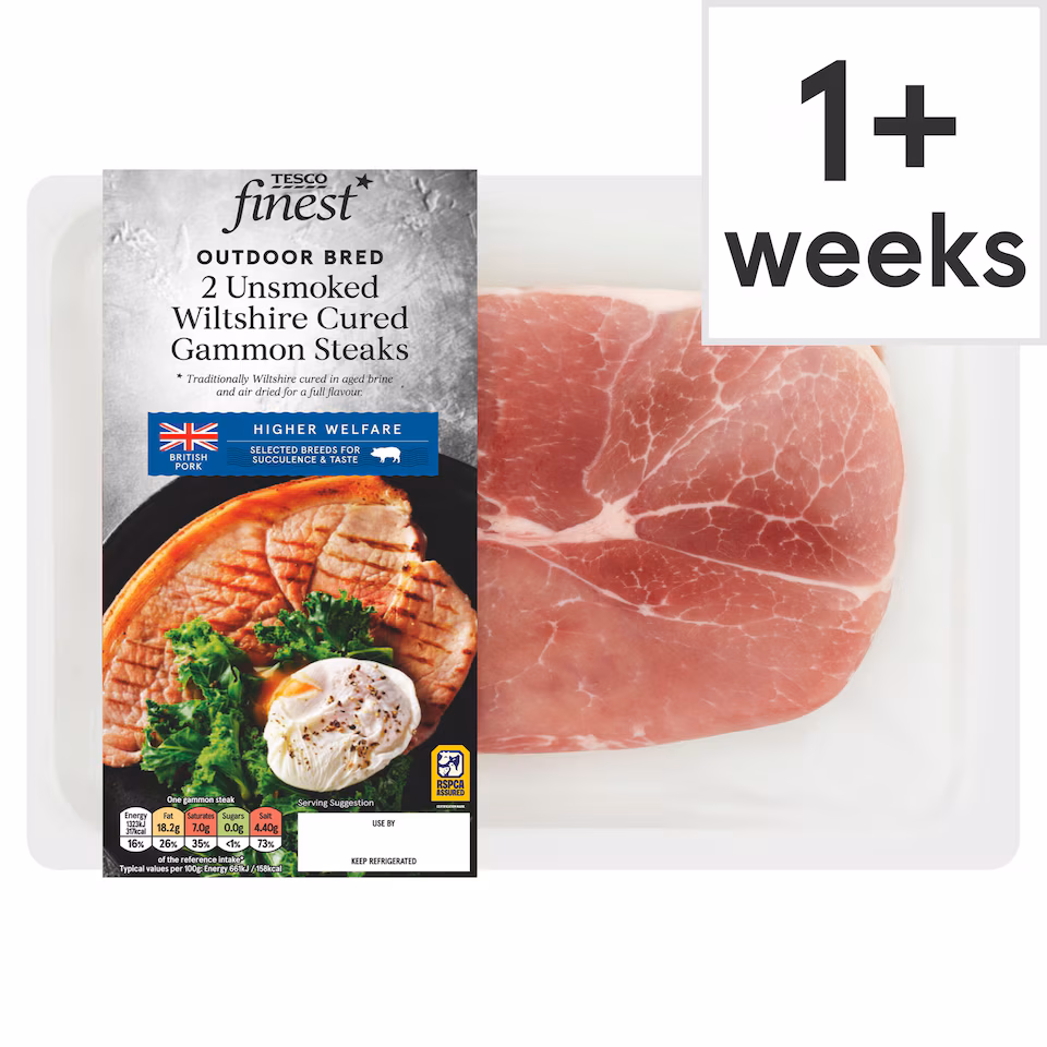 Tesco Finest Two UnSmoked Wiltshire Cured Gammon Steaks 400g