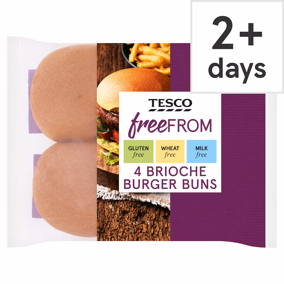 Tesco Free From Brioche Burger Buns 4 pack