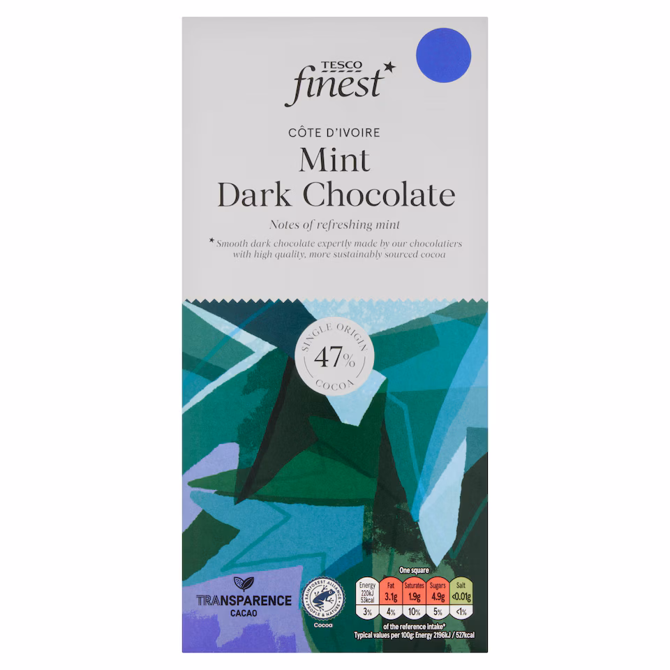 Tesco Finest Mint 47% Dark Chocolate 100g