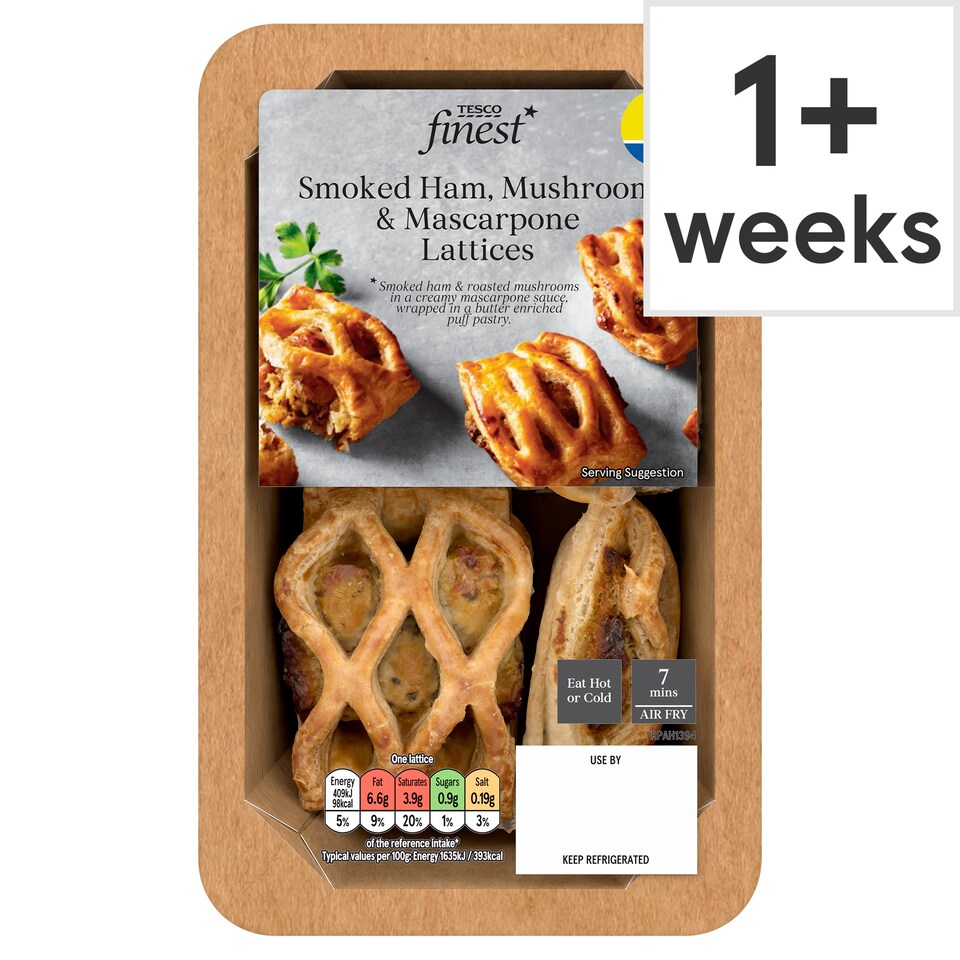 TESCO Finest Smoked Ham, Mushroom and Mascarpone Lattices 150g