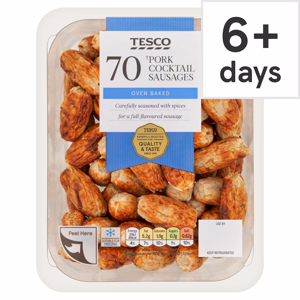 Tesco Pork Cocktail Sausages 70 Pack 560g