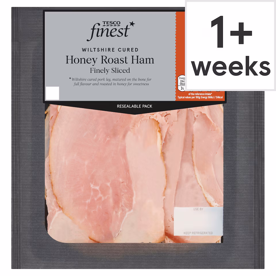 Tesco Finest Finely Sliced Honey Roast Ham 120g