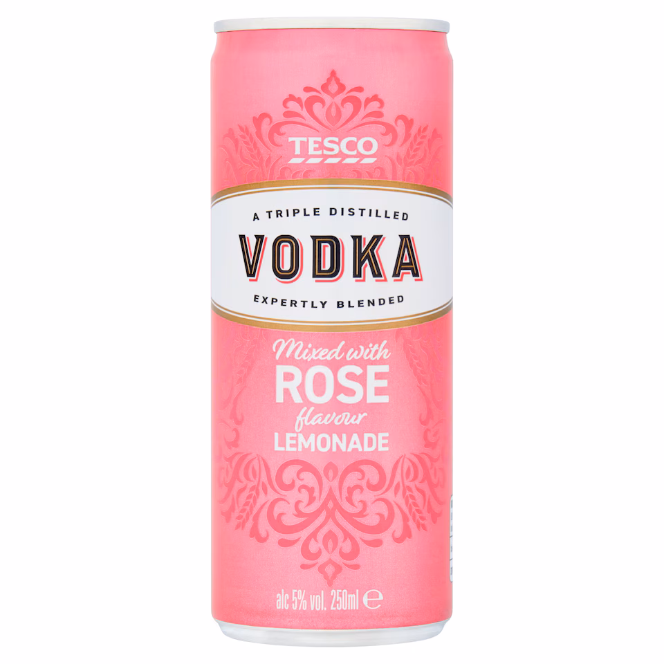 Tesco Vodka and Rose Lemonade 250ml