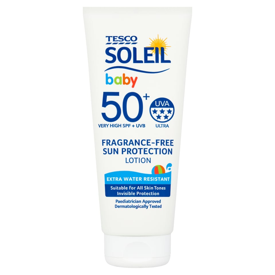 Tesco Soleil Baby Fragrance-Free Sun Protection Lotion SPF50+ 200ml.