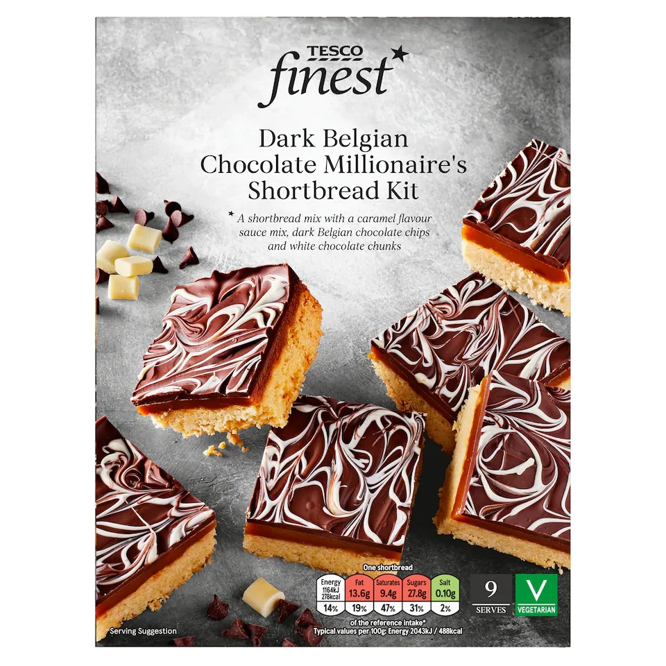 Tesco Finest Dark Belgian Chocolate Millionaire's Shortbread Kit 400g