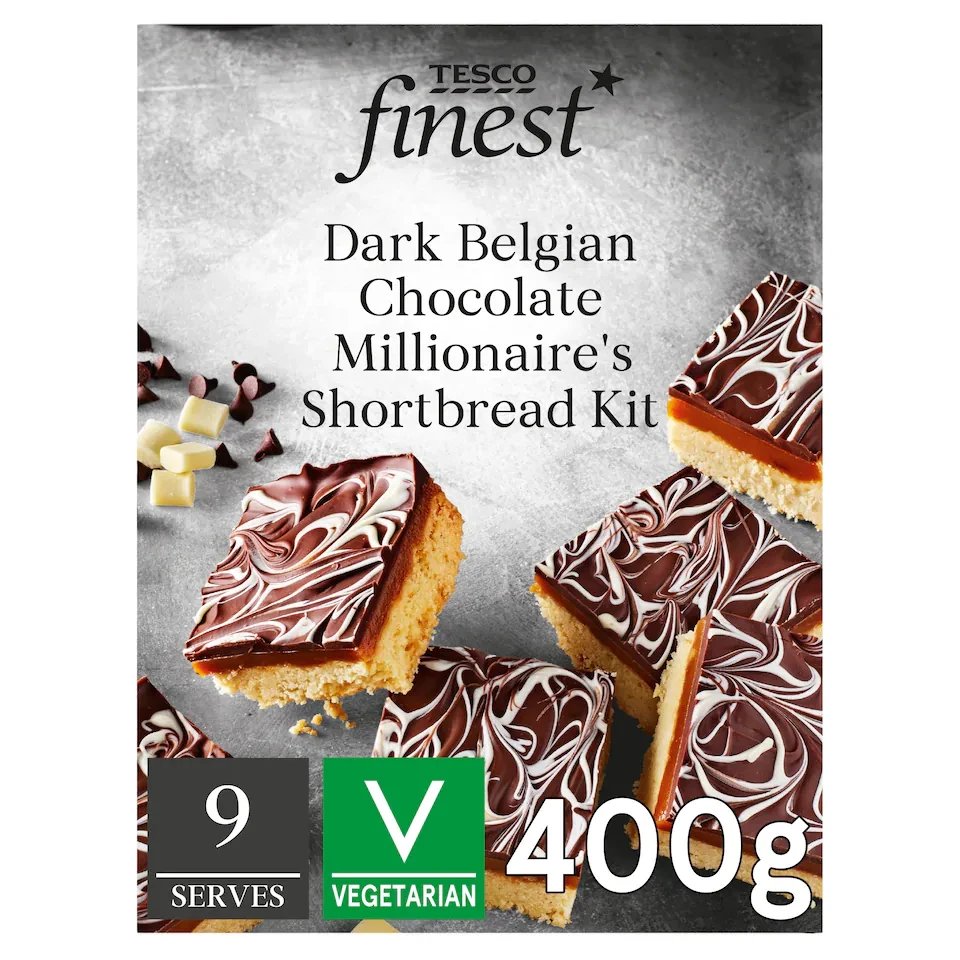 Tesco Finest Dark Belgian Chocolate Millionaire's Shortbread Kit 400g