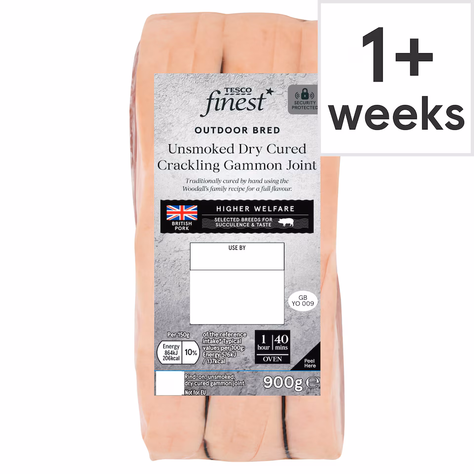Tesco Finest Unsmoked Dry Cured Crackling Gammon Joint 900g