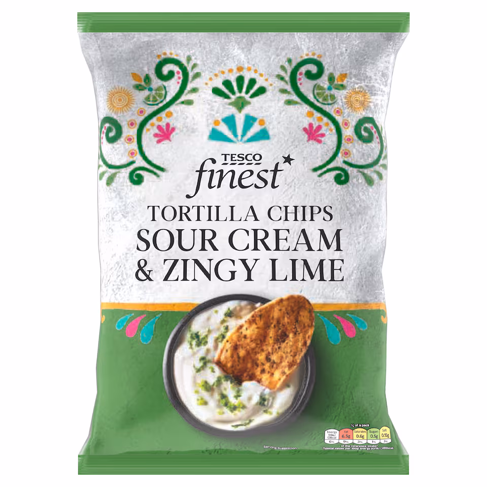 Tesco Finest Tortilla Chips - Sour Cream & Zingy Lime 150g