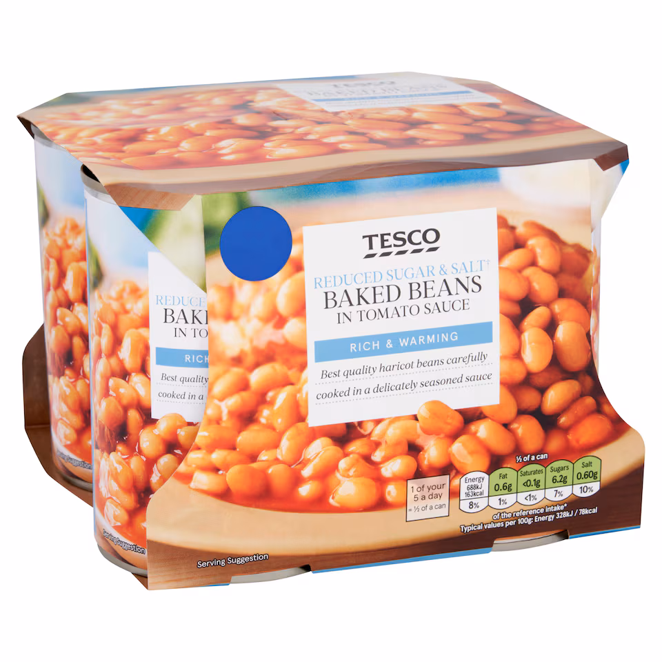 Tesco Reduced Sugar & Salt Baked Beans in Tomato Sauce 4x420g
