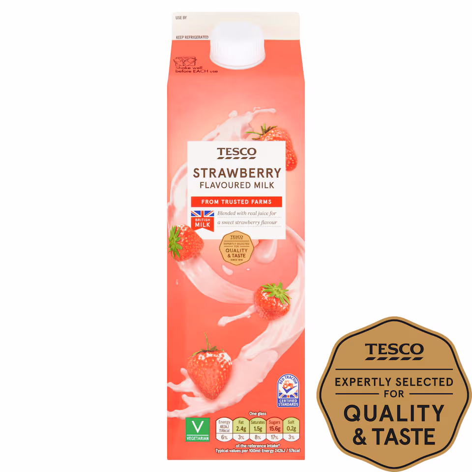 Tesco Strawberry Flavoured Milk 1L