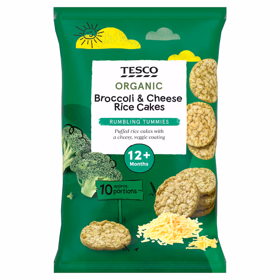 Tesco Organic Broccoli & Cheese Rice Cakes 40g