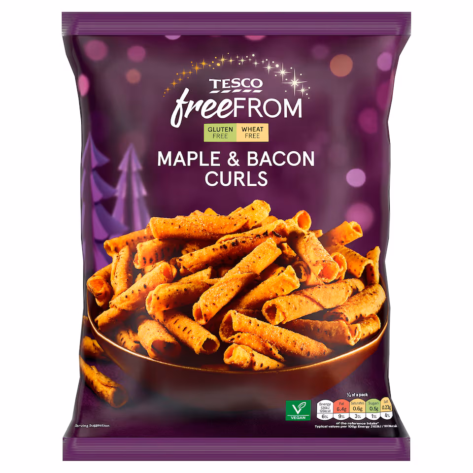 Tesco Free From Maple & Bacon Curls 150g
