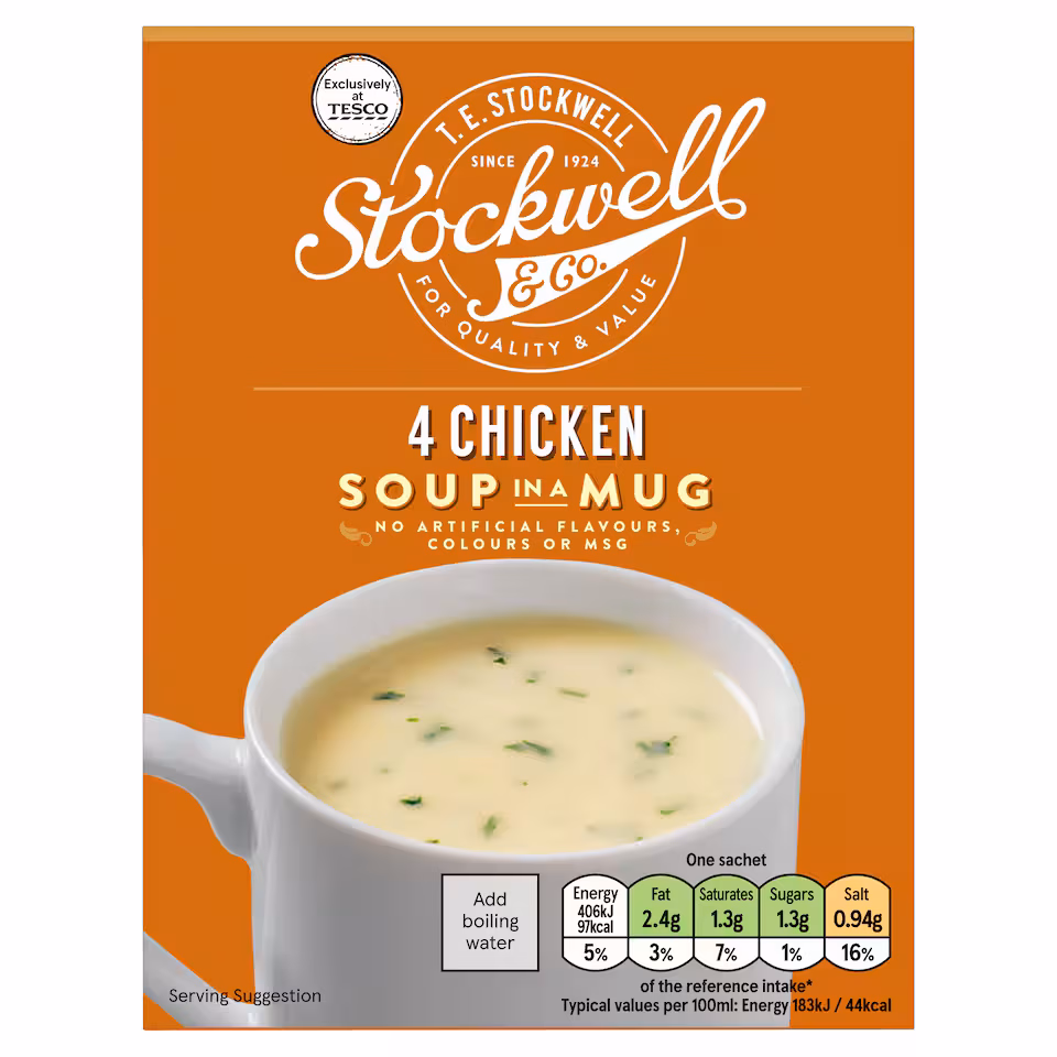 TESCO Stockwell & Co 4 Chicken Soup In A Mug 88g (4x22g)