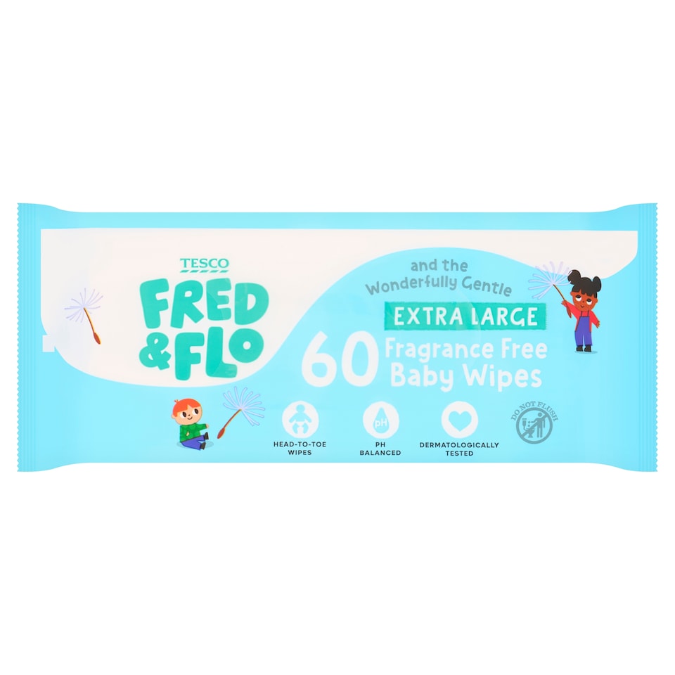 Fred & Flo Head-to-Toe Extra Large Fragrance Free Wipes 60 Pack