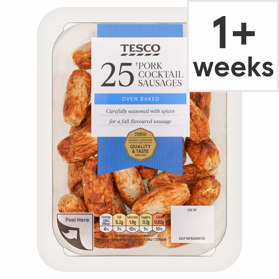 Tesco 25 cocktail sausage 200g