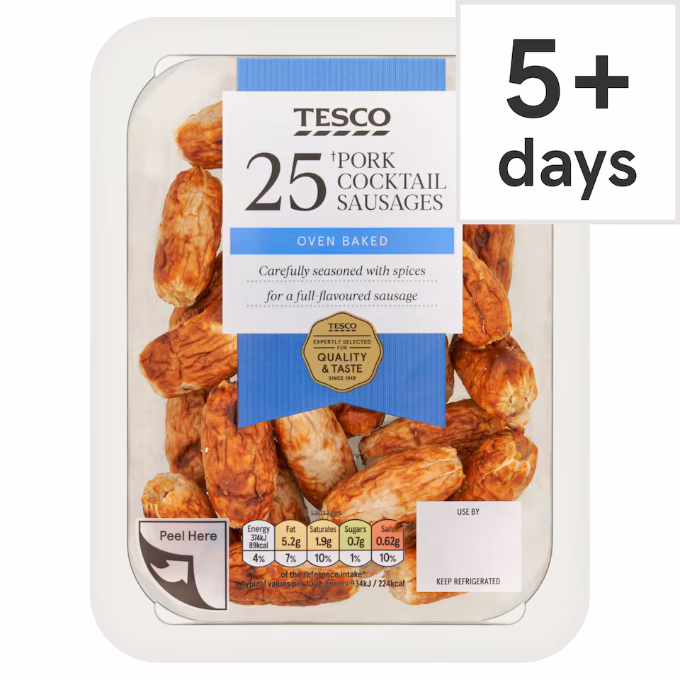 Tesco 25 cocktail sausage 200g