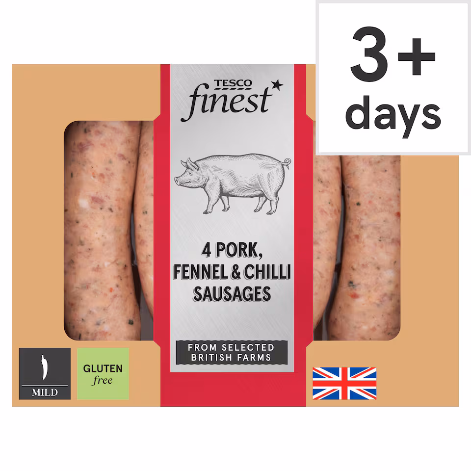 Tesco Finest 4 Pork, Fennel & Chilli Sausages 440g
