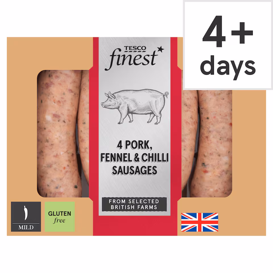 Tesco Finest 4 Pork, Fennel & Chilli Sausages 440g