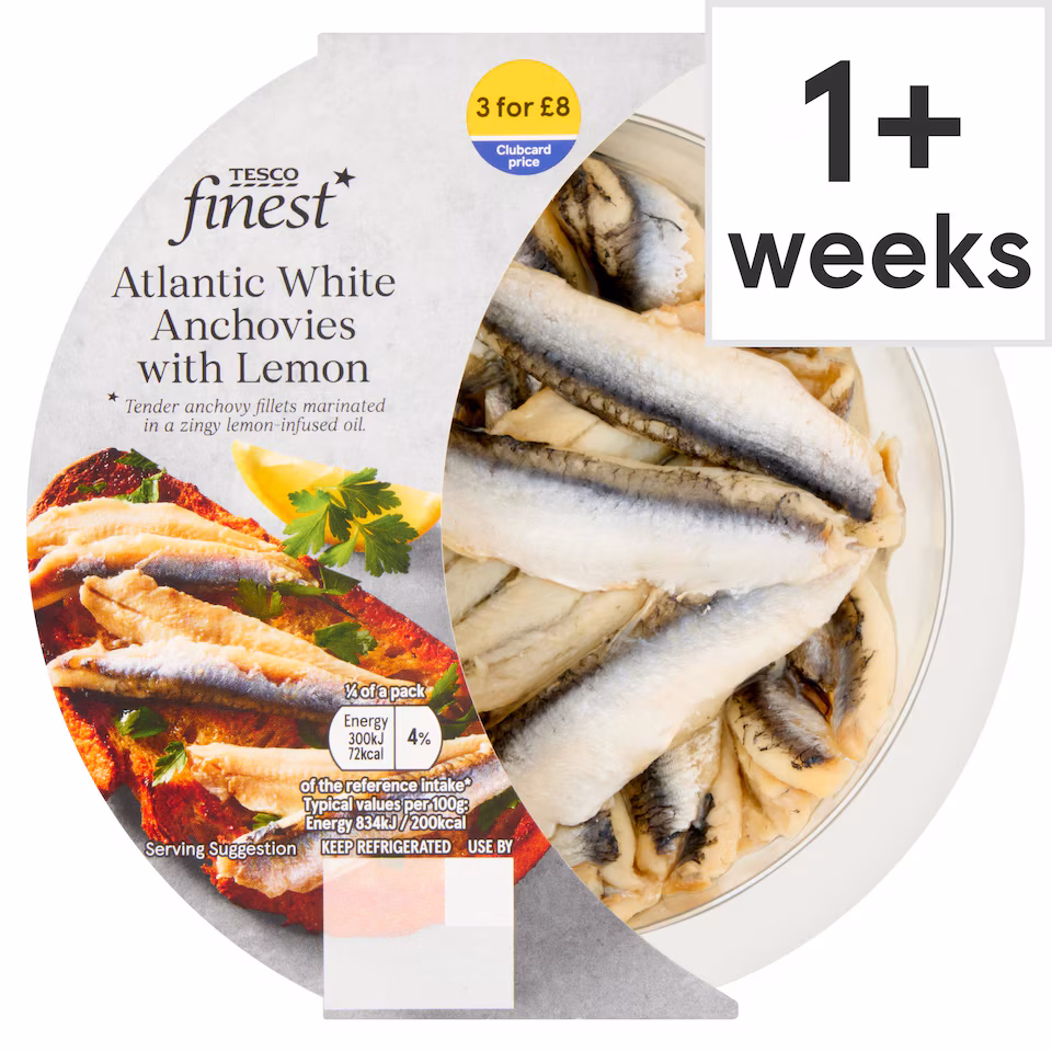 Tesco Finest Atlantic White Anchovies with Lemon 145g