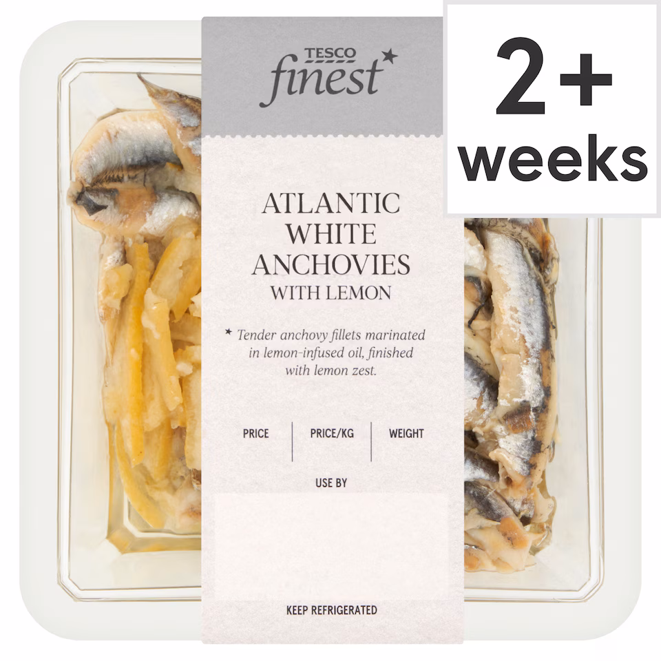 Tesco Finest Atlantic White Anchovies with Lemon 130g