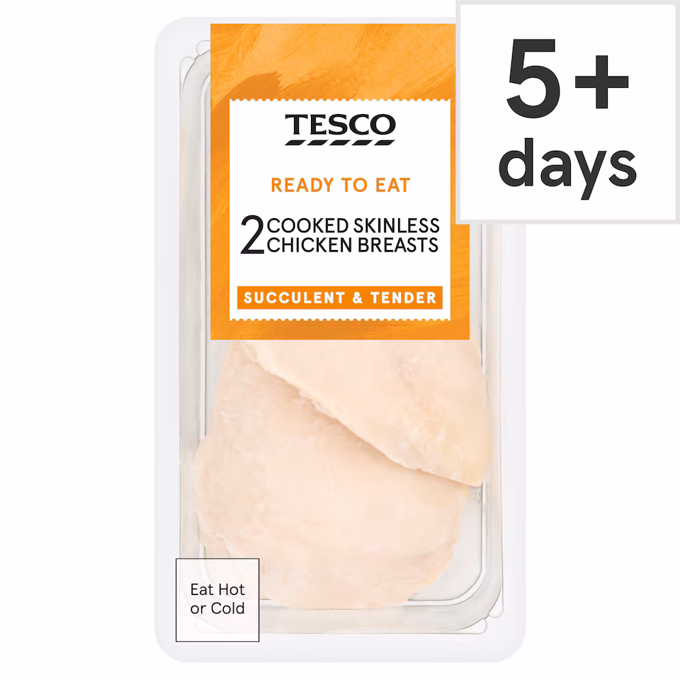 Tesco 2 Cooked Skinless Chicken Breast 220G