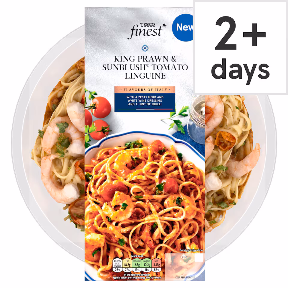 Tesco Finest King Prawn & Sunblush Tomato Linguine 750g