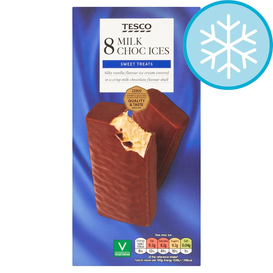 Tesco Milk Choc Ices 8x70ml